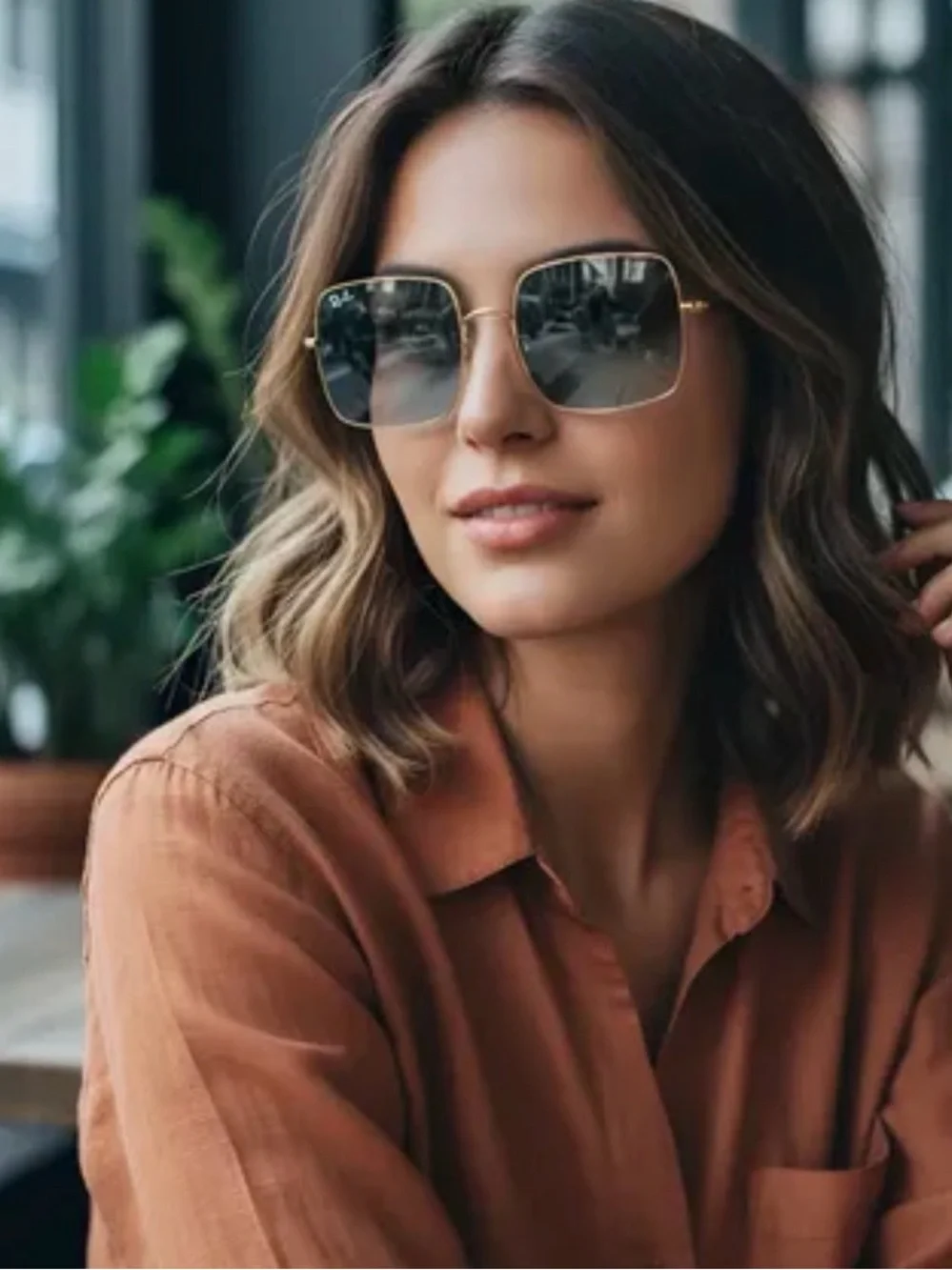 Ray-Ban Gold Frame Sunglasses RB1971 Square